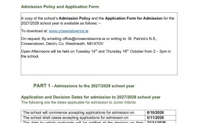 Annual Admissions Notice 2027-2028